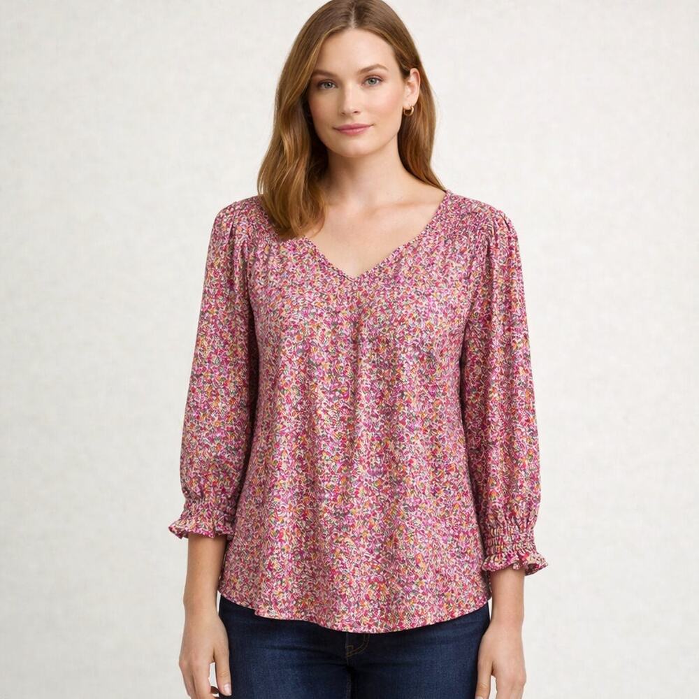 Adrianna Papell Floral Blouse Pullover Size XL